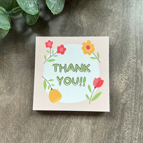 📦 3/$20 - 25 Thank You cards - pink floral square - Picture 1 of 3